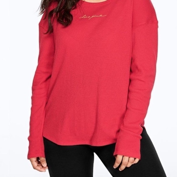 PINK Victoria’s Secret Long Sleeve Waffle Knit Thermal - Picture 2 of 4
